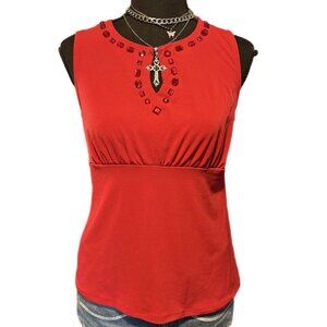 red y2k gemstone mcbling top